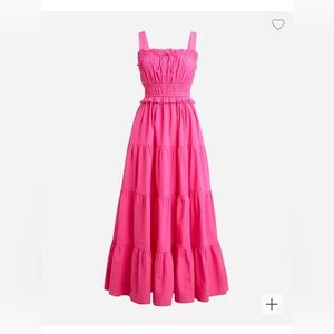 NWT J crew pink ruffle tiered midi dress petite large